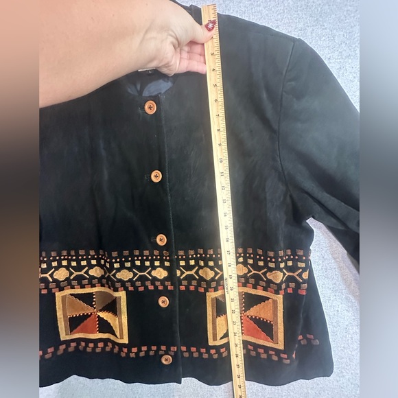 VTG Jon Lawrence LTD Leather‎ Suede Southwest Aztec Beaded Lined Coat Womens L - Picture 8 of 13